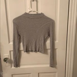 Long sleeved, black and white striped midi-top